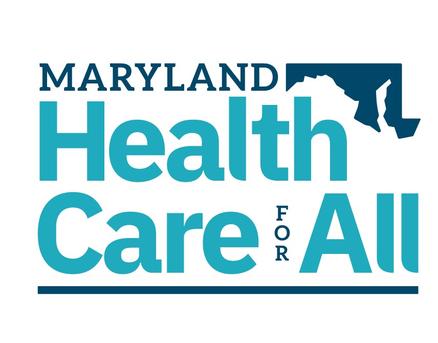 Logo says Maryland Health Care for All with picture of Maryland map